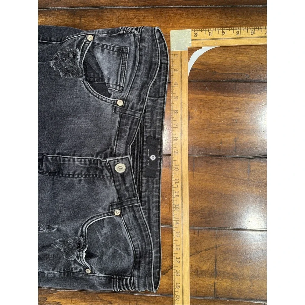 Focus Jeans Mens 38X34 Black Denim Heavy Distressed